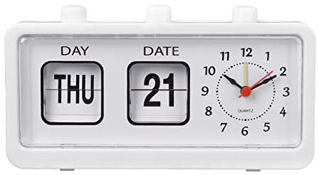 VOSAREA Date Timer Desk Clock Digital Calendar Clock Digital Clock Date Day Clock Week Clock Table Clock Led Clock Alarm Clock for Kids Time Clock Wall Clock Number Child White