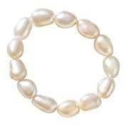 ERLOSYA Vintage Boho Cultured Pearl Adjustable Beaded Wrap Ring,Trendy Elastic Freshwater Pearl Rings for Women,Fashion Heart Shell Stacking Rings for Teen Girls (bead)