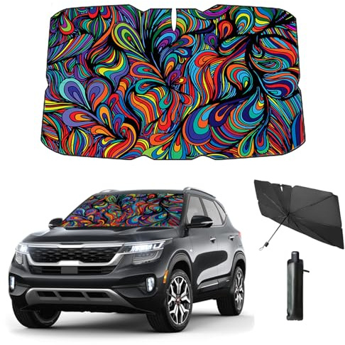 Coricha Parasol para Parabrisas para Ventana Delantera de automóvil, Accesorio Divertido para Verano Que Protege el Interior del automóvil del Sol, Rayos UV y Calor, 57 x 31 Pulgadas