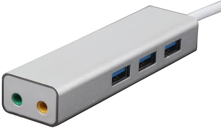 Kinetxiaxia Hub di scheda audio esterno USB 2.1 per computer portatili e PC, adattatore audio stereo USB con spina, compatibile con Windows, Mac, Plug and Play (argento)