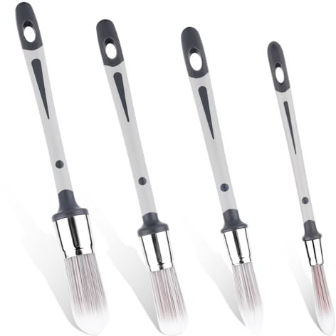 4uds Juego de Pincel Redondo Pintura Pared, Brocha Pintura Borde de Precisión con Mango Antideslizante Herramienta Versátil Duradera para Aplicar Gel Yeso Acrílico Pegamento Barniz