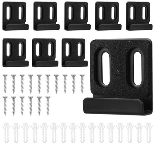 Gosknor Kit 8 Clips Metálicos para Colgar Espejos, Resistente Soporte de Pared con Tornillos y Tacos Expansión para Exhibiciones Sin Marco Carteles de Azulejos (Negro)