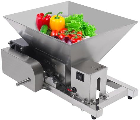 Obstmühle, Elektrisch Obsthäcksler, Produktionskapazität 20kg/h, 75rpm, 4L Fassungsvermögen, Einspeisung/Entleerung Körnung 30mm, Zum Schneiden von geschältem Obst, Brot und braunem Zucker