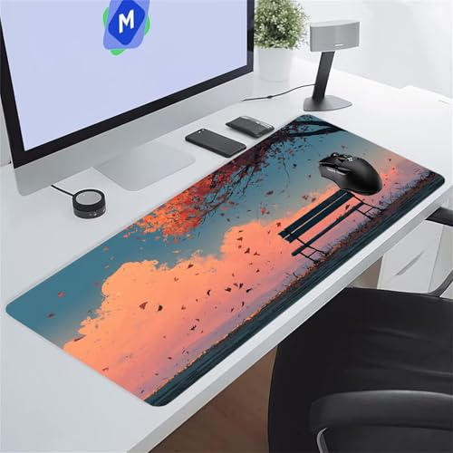 Chaise d'automne Tapis de Souris XXL 1500x800x3 mm Grand Tapis de Souris Gaming, Base en Caoutchouc antidérapante,Extended Clavier Mousepad pour Maison/Bureau/Gamer