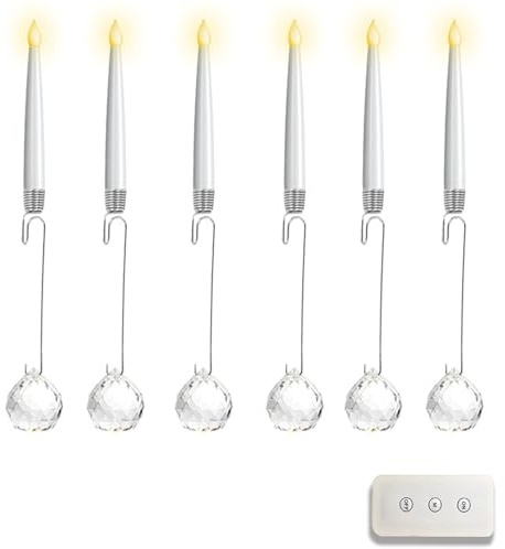 mophrati Bougies de Noël à télécommande avec Boule de Cristal Transparente et Crochet, Ensemble décoration pour Sapin Noël avec Cristaux Scintillants, tapez+2