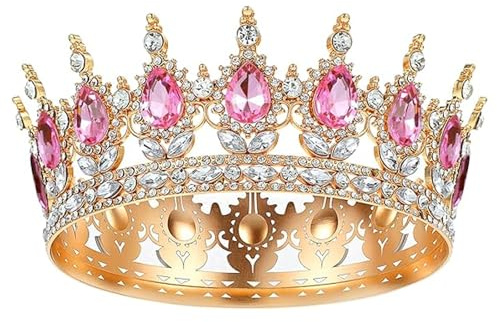 AWAVM 1PC Diadème Rond,Couronne Princesse pour Fille et Femme,Baroque en Cristal Strass Scintillants Couronne,Accessoires pour Cheveux pour Carnaval Mariage Anniversaire Fête