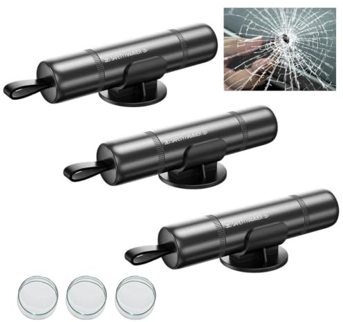 3 Pack Safe Car Emergency Hammer, 2 in 1 Car Windscreen Breaker with Seat Belt Cutter Emergency Window Breaker & Escape Safety Hammer, Car Escape Emergency Tool Suitable for All Vehicles (Black)