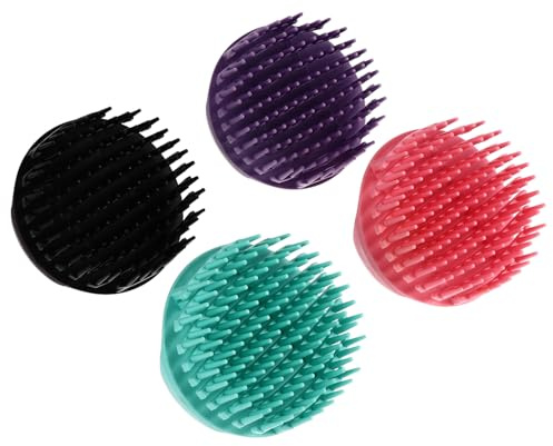 Ciieeo Set 4 Spazzole Massaggiatore per Cute in Silicone, Design Leggero e Portatile per Shampoo e Pulizia Profonda dei Capelli Sotto la Doccia