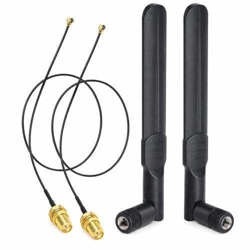 2 stycken WLAN-antenn RP SMA, 2,4 GHz 5 GHz 5,8 GHz-antenn 8 dBi RP SMA antenn med UFL IPEX till RP SMA kabel, 15 cm för Intel WLAN-kortrouter, trådlös nätverksantenn, dubbelband, signalförstärkare