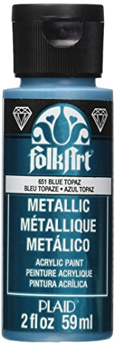 Folk Art Metallic Acrylic Paint in Assorted Colors (2 oz), 6102, 2 Ounce Topaz Blue