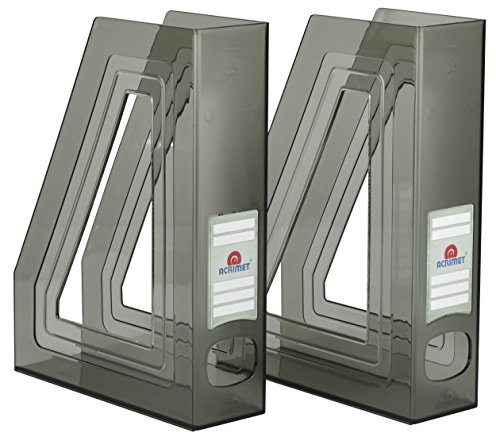Acrimet Portariviste, Supporto Durevole, Organizzatore Salvaspazio (Plastica) (Fumo) (2 pezzi)