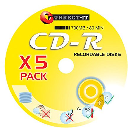 CD-R RECORDABLE DISCS PACK OF 5 MUSIC RECORDING 700MB 80 MINUTES MINS