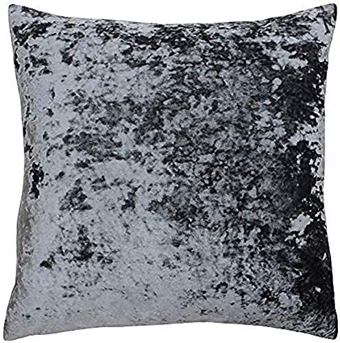 Riva Paoletti Verona Feather Filled Cushion Square - Pewter Grey - Velvet Feel - Crushed Velvet Look - Hidden Zip Design - 100% Polyester Case - 55 x 55cm (22 x 22 inches) - Designed in the UK