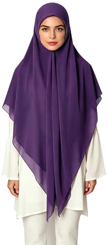 Lina & Lily Hijab Pañuelo Mujer Musulmana de Chifón Premium Hijab Cuadrado 145 x 145cm (Violeta Oscuro)