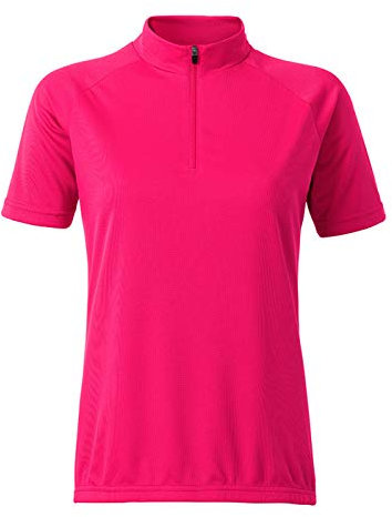 JAMES & NICHOLSON - Maillot Cycliste Femme en Jersey (M, Rose Vif)