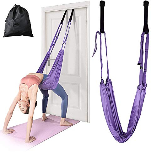 KimDaro Banda elástica para la cintura y la pierna para yoga, entrenamiento de ayuda para estiramiento de piernas, estiramientos de yoga, ballet, gimnasia (morado)