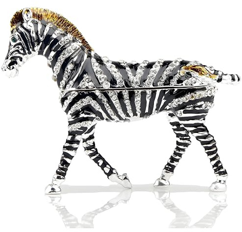 SEVENBEES Zebra Figurine Jewelry Box - Hinged Trinket Box for Home Decor