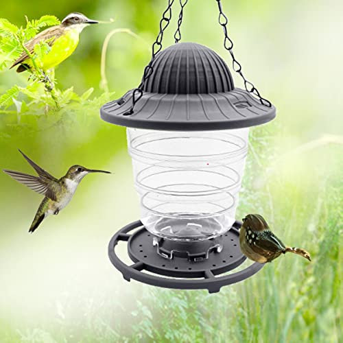 Comedero Pajaros Silvestres, Comedero de Pajaros Exterior, XiXiRan Plegable Comedero Aves Colgante Transparente, Estación de Alimentación para Pájaros Silvestres, Gris-13 cm-520 ml