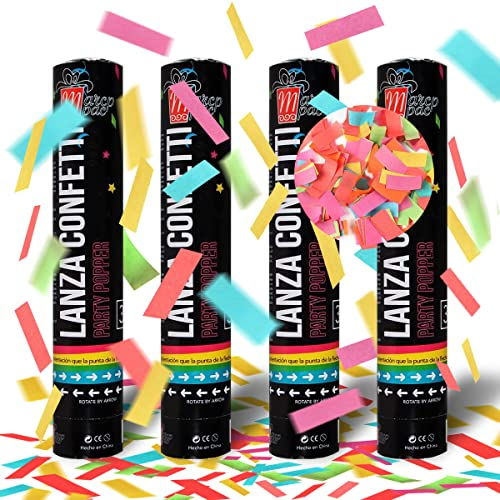 Confetti Cannon*4pcs, XiXiRan Party Popper Konfetti, Konfettikanone Geburtstag, Konfetti Popper Hochzeit, Confetti Kanone (Anmerkung)