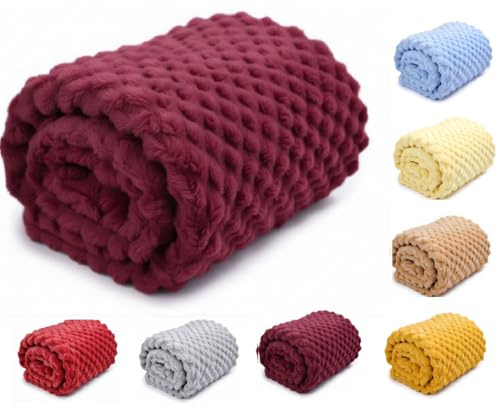 Couverture gaufrée super douce pour bébé Bordeaux 75 x 100 cm