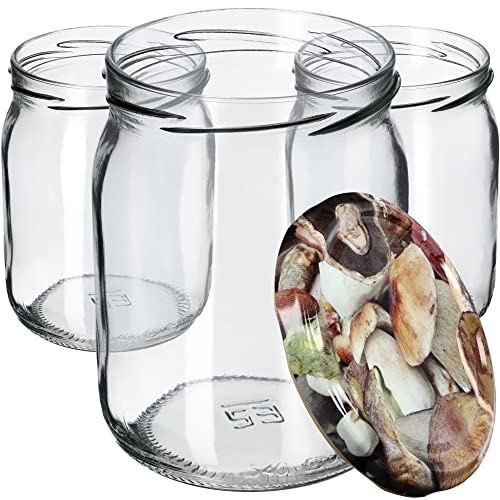KADAX Syltburkar 540 ml, konserveringsburkar med skruvlock, glas med skruvlock, konserveringsburkar, förvaringsburkar för insättning av gurkor (8 stycken, svamp)