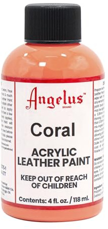 Angelus Acrylic Leather Paint for Shoes, Furniture, Jackets, Wallets & More - Coral 4oz