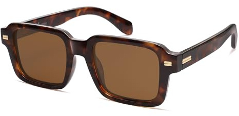 SOJOS Big Trendy Square Polarized Sunglasses Womens Mens, Retro Large Chunky Oversized Rectangle Shades SJ2345, Brown Tortoise/Brown