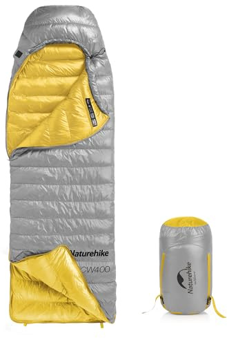 Naturehike Saco de dormir de plumón ultraligero portátil compacto de invierno 4 estaciones para adultos y niños al aire libre camping senderismo viajes con saco de compresión 650FP