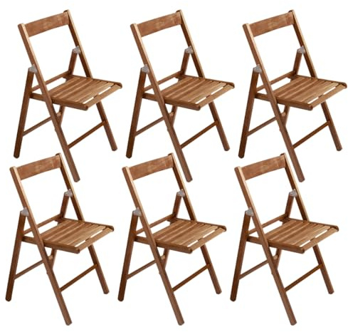 PALUPLUS 6 Sedie Pieghevoli in Legno di Faggio di colore Noce, Misura 42x40x78 cm, Sedia Salvaspazio Richiudibile, Struttura Resistente, Comoda Seduta, per Esterno ed Interno - 0702C