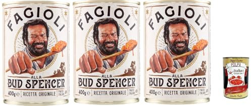 Fagioli alla Bud Spencer, gli originali, Bud Power- Bud-Spencer, haricots, prêts à manger, 3x 400gr + Italian Gourmet polpa 400g