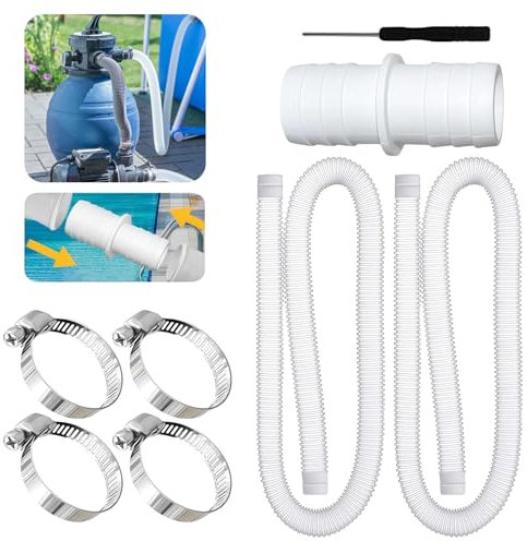 LUMOOM Lot de 2 tuyaux de piscine 32 mm, 100 cm, 4 clips de sécurité, tuyau de filtre de piscine avec raccord de tuyau, tuyau de pompe de piscine, tuyau de pompe à filtre pour piscine (bleu)