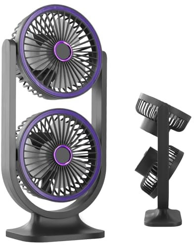 2 in 1 Tischventilator Mini Usb Ventilator Tragbarer Ventilator Klein Tischventilator Sehr Leise Handventilator Ventilator Akku 360° drehbarer Kopf für Schlafen Büro Heim Im Freien Küche (Grau)