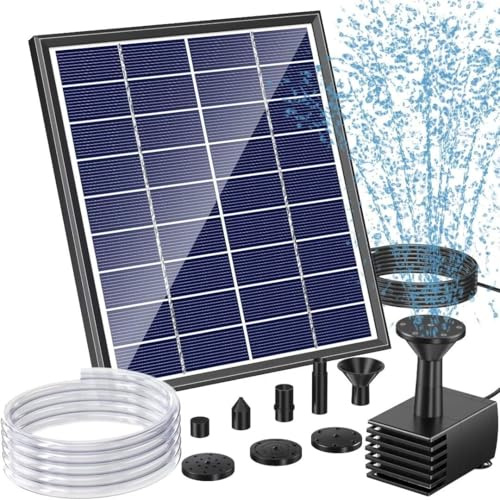 POPOSOAP 6W Solar Water Fountain, 5 Sprays Solar Pond Pump for Bird Bath