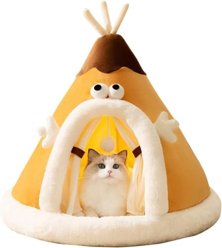 BANTASE Cat Cave, Bed, Washable Sleeping Place For Cats, Cute Plush Pet Head Pillow, House, Cushion(A,Medium)