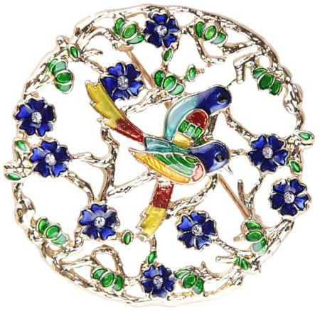 Toyvian Spilla Animale Doppio Volatile e Corona di Fiori, Accessorio per Abbigliamento Donna in Lega Cristalli, Design Raffinato per Occasioni Speciali
