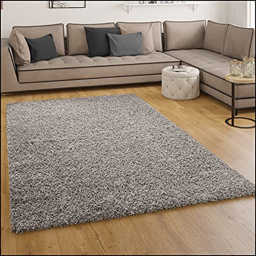 Paco Home Tappeto Shaggy/A Pelo Alto/A Pelo Lungo/Tappeto A Tinta Unita In Grigio, Dimensione:160x220 cm