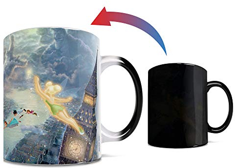 Morphing Mugs Disney - Peter Pan - Tinker Bell - Fly to Neverland - One 11 oz Color Changing Heat Sensitive Ceramic Mug – Image Revealed When HOT Liquid Is Added!