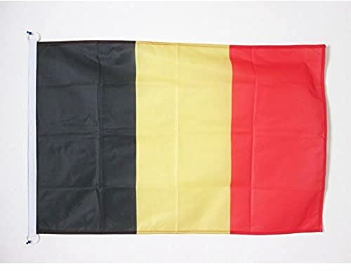 AZ FLAG - Drapeau Belgique Spécial Extérieur - 90x60 cm - Pavillon Nautique Belge En Maille Bloquée Avec Anneaux Plastiques Intégrés - 80g