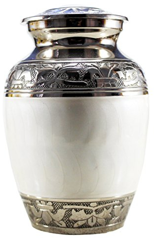 eSplanade Urne funéraire Conteneur commémoratif Pot Pot | Urnes funéraires en métal | Souvenir pour Les Cendres | Laiton - Blanc - 6 Pouces (Moyen)…