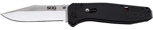 SOG Flare Folding and Pocket Knife Assisted Opening Tech Knife w/ 3.5 Inch Stainless Straight Edge Blade & Tactical Knife GRN Grip (FLA1001-CP), Black