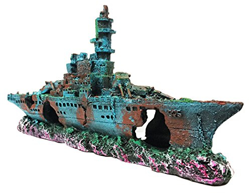 SLOCME Aquarium Schiffbruch Dekorationen Aquarium Schiff Ornamente - Harzmaterial Versunkene Schiffs Dekorationen