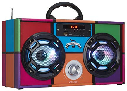 Wireless Express - Mini Boombox with LED Speakers – Retro Bluetooth Speaker w/Enhanced FM Radio - Perfect for Home and Outdoor (Retro)