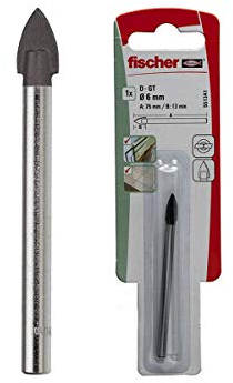 Fischer Punta per vetro e piastrella con tagliente in metallo duro per vetro e ceramiche D-GT 6,0 x 13/75, 551341