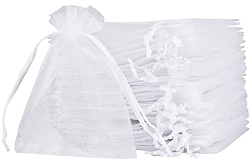 MAOOY Organzasäckchen Weiß 100 Stück Organza Säckchen Zum Befüllen Klein Organzabeutel Schmuckbeutel Beutel für Gastgeschenke Hochzeit Weihnachten Geschenkbeutel Traubenschutzbeutel (20 x 30 cm)