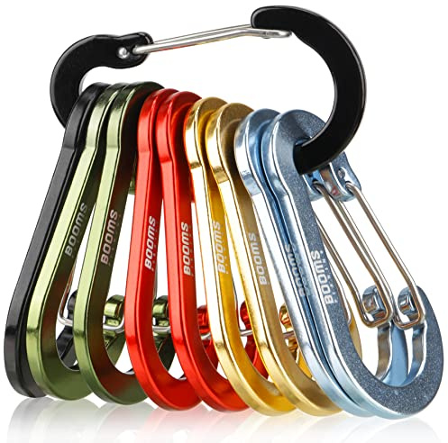 Booms Fishing CC5 Multi-Use Carabiner Clips, 10 Pack 2.7 Small Caribeener Clips, Mini Keychain Caribeaner Clip, Aluminum D Ring Carabiners, Assorted Colors