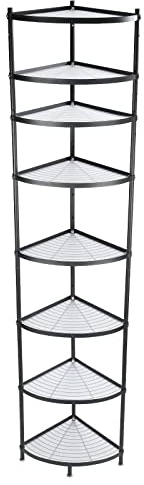 sourcing map 8-Tier Kitchen Pot Rack, Cookware Stand Storage Organizer, Multi-layer Corner Shelf Rack Stand Holder for Pans Pots and Kettles, Black