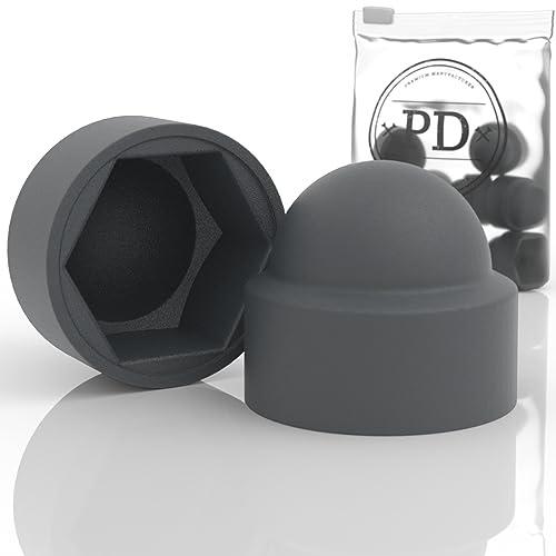 PD® Capuchons de protection hexagonaux M12 (largeur de clé 19) | Capuchons de protection en plastique anthracite pour les vis | Bouchons de protection durables pour écrous et tête de vis | 50 pièces