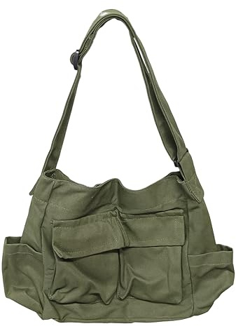 Starnearby Sac Messager en Toile Vintage Sac à Bandoulière de Grande Capacité avec Plusieurs Poches Crossbody Bag Sac de Loisirs pour Femmes et Hommes Sac pour école et Travail