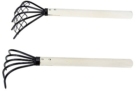 Happyyami Rechen Gartenwerkzeug Garten Mehrzweckwerkzeug 2 Stück 5 Seerechen Werkzeug Schnecken Hölzern Japanisch Gartenrechen Mini