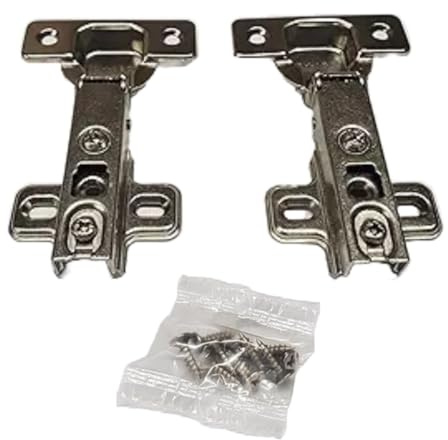 Lock Connection®-2 Pieces, Full Overlay Cabinet European Hinges, Non-Soft Close, Screw Mount, 105 Degree 2 Way Adjustable Concealed Kitchen Cabinet Door Hinges with Screws (S83A-2)